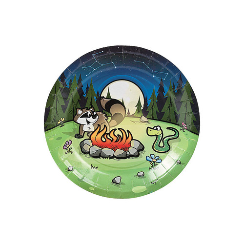 Fun Express - Camp Adventure Dessert Plates for Party - Party Supplies - Print Tableware - Print Plates & Bowls - Party - 8 Pieces