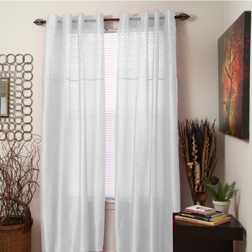 Bedford Home Monica Grommet Curtain Panel, 84-Inch, White