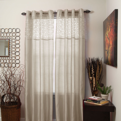 Bedford Home Alla Grommet Curtain Panel, 108-Inch, Beige