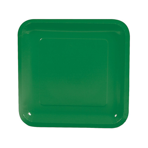 Fun Express - Green Square Dinner Plates (18pc) - Party Supplies - Solid Tableware - Solid Plates & Bowls - 18 Pieces