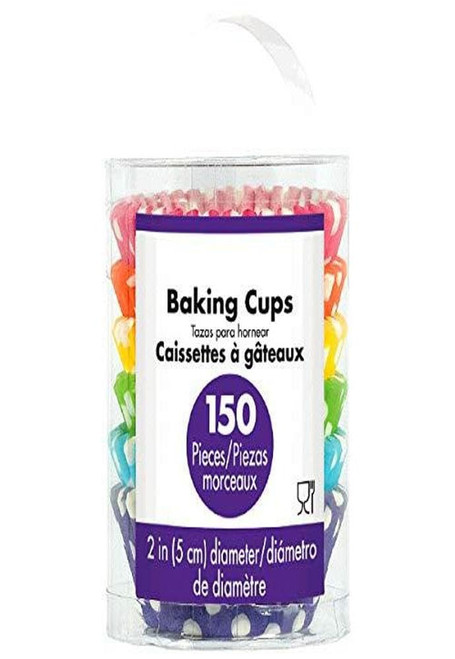 Amscan 140181.99 Rainbow Cupcake Wrappers with Polka Dots | 2" | Pack of 150