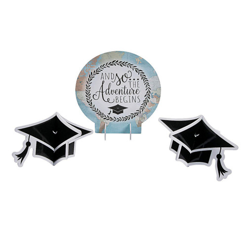 Fun Express - Grad Adventure Centerpiece for Graduation - Party Decor - General Decor - Centerpieces - Graduation - 3 Pieces