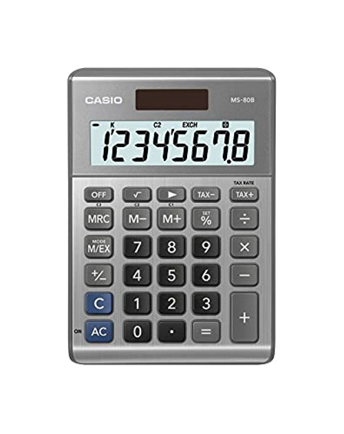 Casio MS-80B 8-Digit Desktop Calculator, Silver Small