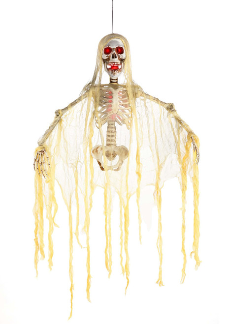 Halloween Hanging Legless Skeleton Outdoor & Indoor Decoration, Battery Operated Light-Up Red LED Display