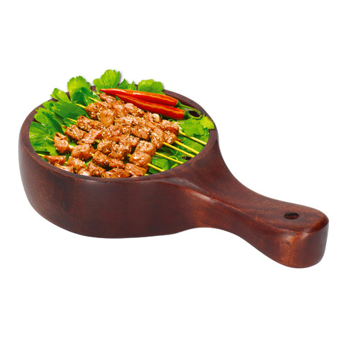 plplaaoo Wooden Bowl with Handle, Salad Bowls,Serving Bowls,Wood Salad Bowl,Wood Bowl for Salad,Food,Fruit,Or Snack,10.2x2x5.9in(Brown)