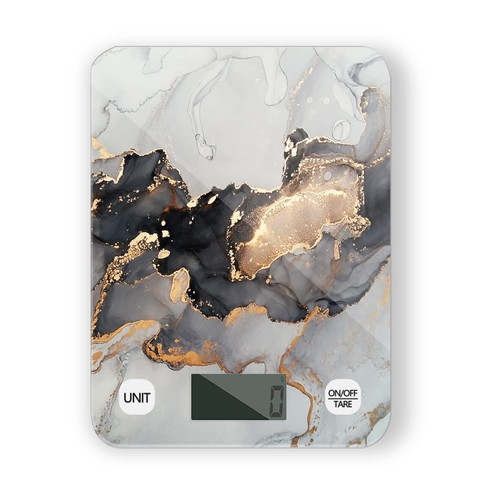 Digital Kitchen Scale,Premium Food Scales Weight Grams and Oz for Baking and Cooking,Grey-Gold Marble Pattern,11lb/5kg with 0.1oz/1g Precision