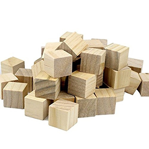 WINGONEER 24PCS Wooden Cubes - 30mm- Wood Square Blocks For Puzzle Making, Crafts & DIY Projects