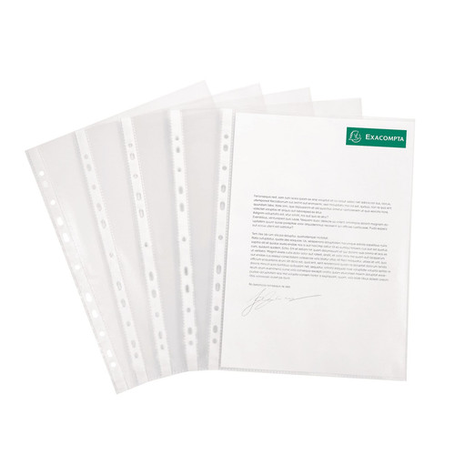 Exacompta - Ref 5900E - PP Document Punched Pockets - Suitable for A4 Documents, 0.1mm Polypropylene, Top Opening for Documents, Pre-Punched Left Tab - Clear (Pack of 100)