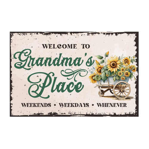 Welcome to Grandma's Place Wall Art Murals Motivational Watercolor Sunflower Countryside Tumblers Wall Decal Vinyl Wall Art Murals Quotes for Floor Window Laptop Playroom Home Decor 28in