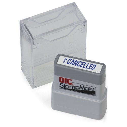OfficemateOIC Office Pre-Inked Message Stamp,"Cancelled", Blue, Refillable (77009)