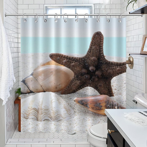 Waterproof Beach Ocean Theme Starfish Seashell Shower Curtain for Bathroom Sea Life Nautical Conch Teal Shower Curtain Set with Hooks for Bathroom Polyester Shower Curtains Machine Washable 72x84 Waterproof Beach Ocean Theme Starfish Seashell Shower Curtain for Bathroom Sea Life Nautical Conch Teal Shower Curtain Set with Hooks for Bathroom Polyester Shower Curtains Machine Washable 72x84