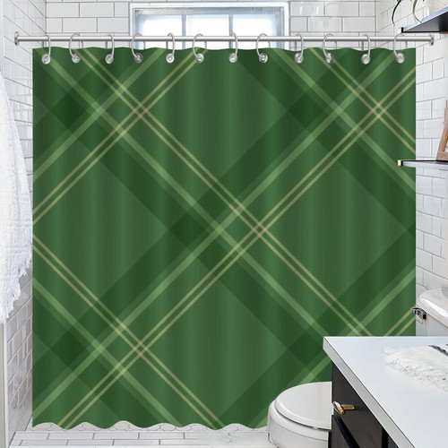 COVOME Water Resistant Buffalo Check Plaid Green Shower Curtain for Bathroom Polyester Fabric Shower Curtains for Hotels Bathtubs Bathroom Curtain Machine Washable 72x72 Inch