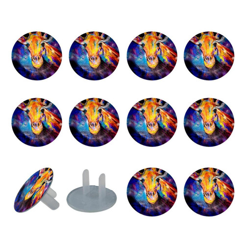 Electrical Outlet Covers 12 Pack, Plastic Plugs Covers Socket Protector Safety Caps - Oil Painting Giraffe