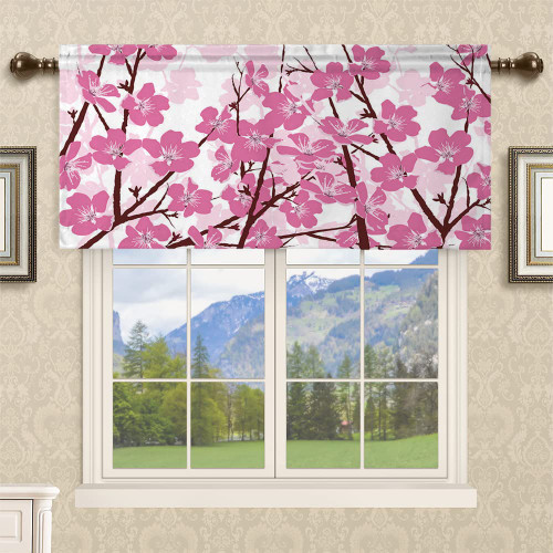 Fanjanmey Valance Curtain,Floral Asian Pattern,Kitchen Curtains Rod Pocket Window Treatment Valance for Bathroom Basement,52" x 18",Pink White Fanjanmey Valance Curtain,Floral Asian Pattern,Kitchen Curtains Rod Pocket Window Treatment Valance for Bathroom Basement,52" x 18",Pink White
