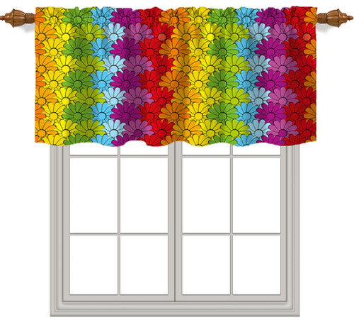 Fanjanmey Window Curtain Kitchen Valance, Floral Pattern,for Living Room Background Rod Pocket Curtain Valance,42" x 18",Multicolor Fanjanmey Window Curtain Kitchen Valance, Floral Pattern,for Living Room Background Rod Pocket Curtain Valance,42" x 18",Multicolor