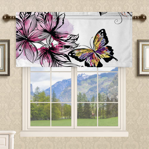 Valance Curtain, Floral Pattern,Kitchen Farmhouse Window Valance for Living Room Bedroom Bathroom Decor,52 x 18 inch,Multicolor