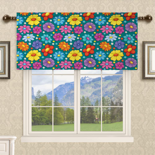 Fanjanmey Valances Curtains,Floral Flower Pattern,for Living Room Valance for Windows Rod Pocket Curtain Valance,52" x 18",Multicolor
