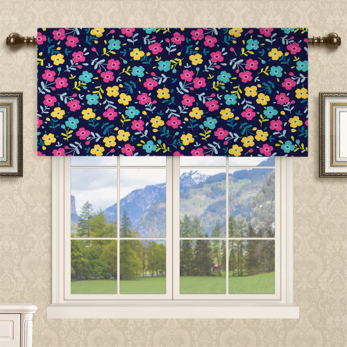 Fanjanmey Valance Curtain,Floral Flower Pattern,Kitchen Curtains Rod Pocket Window Treatment Valance for Bathroom Basement,52 x 18 in,Multicolor