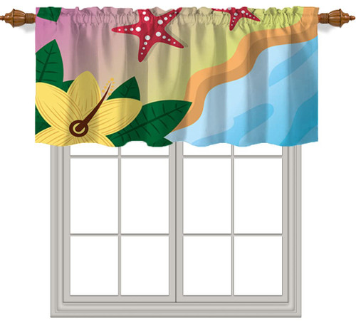 Fanjanmey Valances Curtains,Floral Graphic Beach Pattern,for Living Room Valance for Windows Rod Pocket Curtain Valance,42 x 18 in,Multicolor Fanjanmey Valances Curtains,Floral Graphic Beach Pattern,for Living Room Valance for Windows Rod Pocket Curtain Valance,42 x 18 in,Multicolor