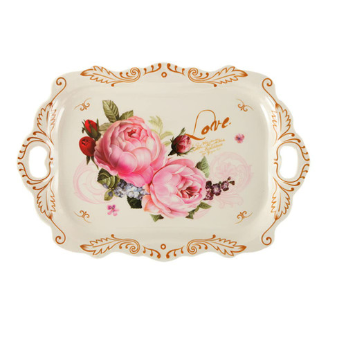 Angoily Coffee Table Tray Decorative Serving Tray Melamine Snack Tray Plate Fruit Serving Tray Tea Drink Platter for Coffee Food Breakfast Dinner 45. 7x31. 3cm Jewelry Tray