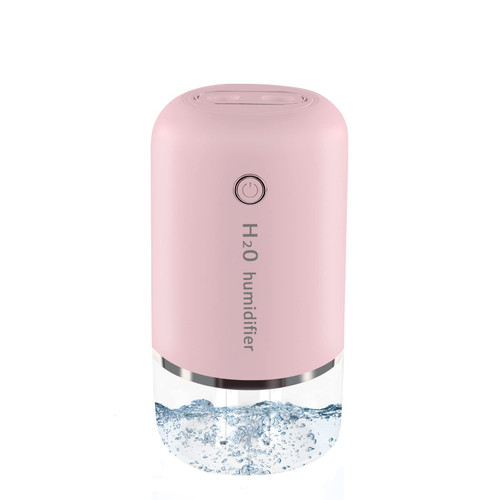 Portable Small Humidifier, 400ml Cool Mist Humidifiers for Bedroom, 2 Mist Modes Desk USB Humidifier, Mini Humidifier with Night Light, Quiet, Auto Shut-Off, Perfect for Home & Travel (Pink)