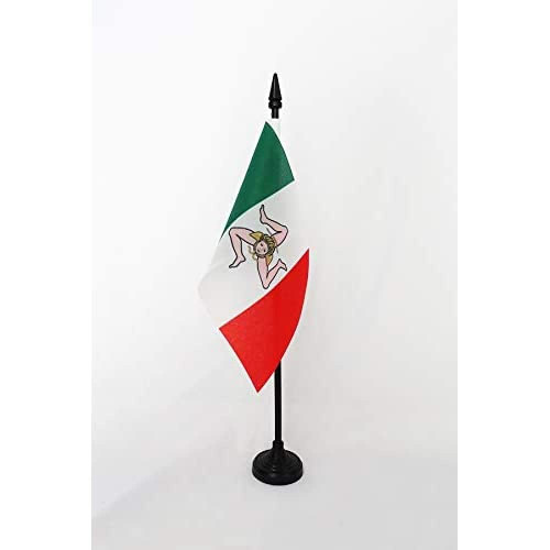AZ FLAG Sicilian Independence Movement Table Flag 4'' x 6'' - Nationalism of Sicily Desk Flag 15 x 10 cm - Black Plastic Stick and Base AZ FLAG Sicilian Independence Movement Table Flag 4'' x 6'' - Nationalism of Sicily Desk Flag 15 x 10 cm - Black Plastic Stick and Base