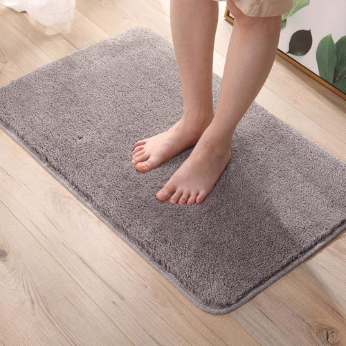 Bath Mats Anti-Slip Solid Color Floor Mat Quality Water Absorption Bathroom Carpet Doormat Soft Rugs for Kitchen Household Bath Mats Pad,Grey,About 40x60cm