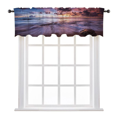 LIGUTARS Valances for Kitchen, Seaside Decor Abstract Half Window Curtain, Sea Waves Rocks Dramatic Colorful Clouds on The, 42" W x 18" L, Kitchen Windows Bathroom Bedroom, Blue Peach Grey LIGUTARS Valances for Kitchen, Seaside Decor Abstract Half Window Curtain, Sea Waves Rocks Dramatic Colorful Clouds on The, 42" W x 18" L, Kitchen Windows Bathroom Bedroom, Blue Peach Grey