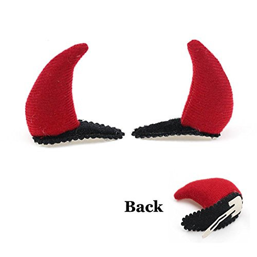 Patiky Red Devil Horns Hair Clips Hairpin Hair Accessories for Halloween Cosplay Costume WJR06 (Devil Horns)