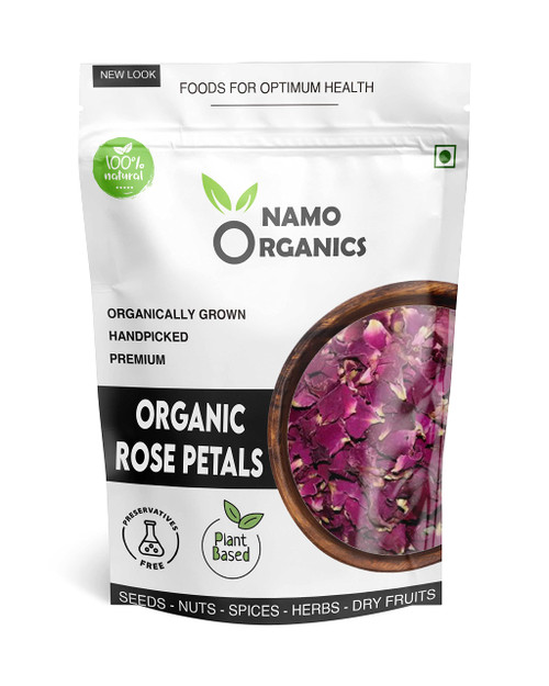 Namo Organics - Sun Dried Rose Petals (Fresh Crop) - Dry Rosa Gallica - 100% Edible for Food - 100 Gm (Dried Rose Petals, 100 Gm)