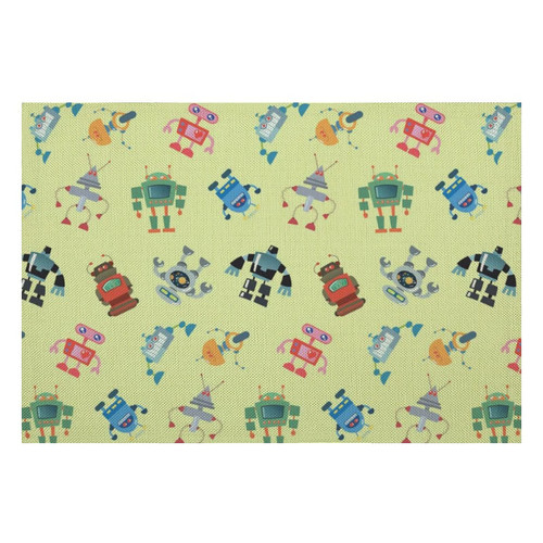 Robot Pattern Linen Table Place Mat Washable Placemats for Holiday Banquet Kitchen Dining Table Decor 1PCS