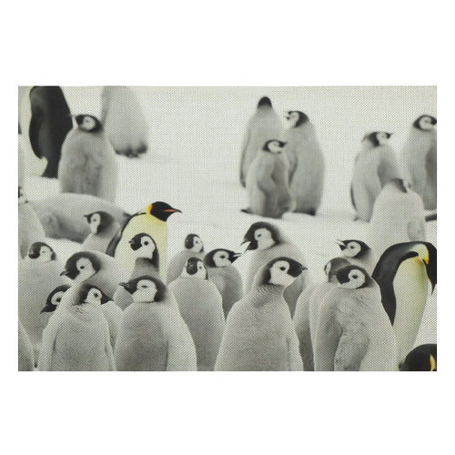 Group of Penguins Linen Table Place Mat Washable Placemats for Holiday Banquet Kitchen Dining Table Decor 1PCS