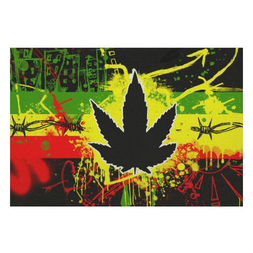 I Love Jamaica Weed Linen Table Place Mat Washable Placemats for Holiday Banquet Kitchen Dining Table Decor 1PCS