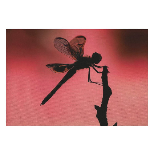 Sunset Dragonfly Linen Table Place Mat Washable Placemats for Holiday Banquet Kitchen Dining Table Decor 1PCS
