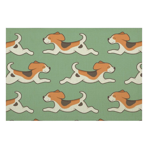 Jumping Beagle Pattern Linen Table Place Mat Washable Placemats for Holiday Banquet Kitchen Dining Table Decor 1PCS
