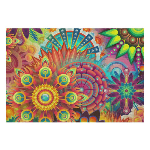 Psychedelic Pattern Linen Table Place Mat Washable Placemats for Holiday Banquet Kitchen Dining Table Decor 1PCS