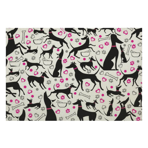 Greyhounds Pattern Linen Table Place Mat Washable Placemats for Holiday Banquet Kitchen Dining Table Decor 1PCS