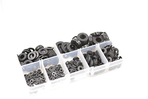 Nylon Round Washer Assortment Kit, For M2 M2.5 M3 M4 M5 M6 M8 screw/bilt-Black