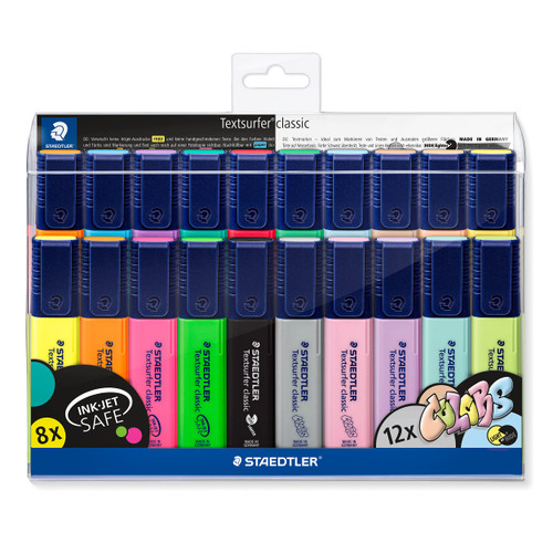 STAEDTLER 364 WP20 Textsurfer Classic Highlighter - Assorted Neon & Pastel Colours (Pack of All 20 Colours)