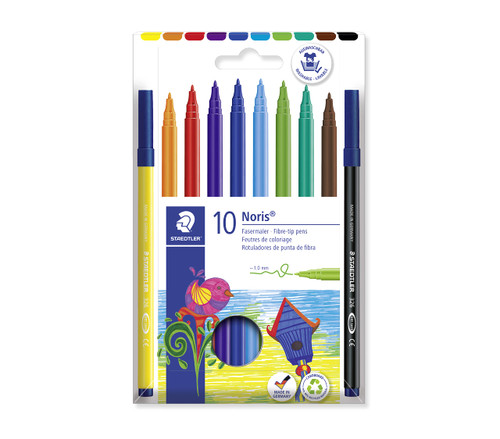 STAEDTLER 326 C10 Fibre-Tip Pen in Cardboard Pack - Assorted Colours (Pack of 10)