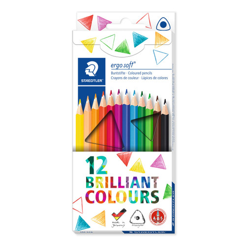Staedtler Ergosoft 12 Triangular Coloured Pencils 157 C12 by