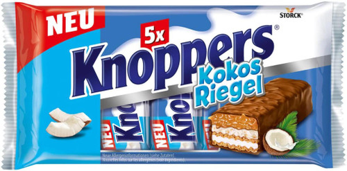 KNOPPERS Coconut bar pack of 5 bars MADE In Germany LIMITED EDITION