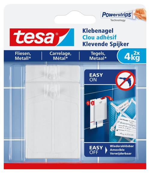 Tesa Adhesive Strips for Tiles and Metal, 77766-00000-00