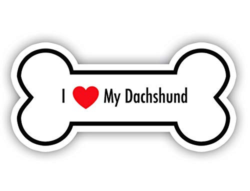 I Love My Dachshund Vinyl Car Decal - Dog Stickers - Bumper Sticker Vinyl Decal - Car, Bumper, Decor, Window Vinyl Decal Sticker - (8 x 4 Vinyl Decal)