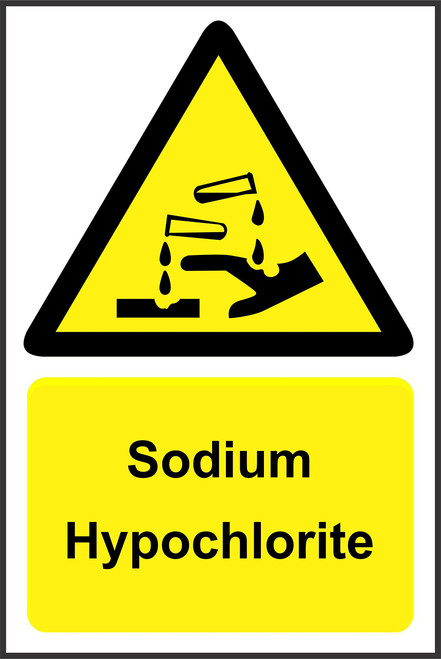 INDIGOS UG - Sticker - Safety - Warning - Sodium Hypochlorite Sign - Self Adhesive Sticker 300mm x 200mm - Decal for Office, Company, School, Hotel