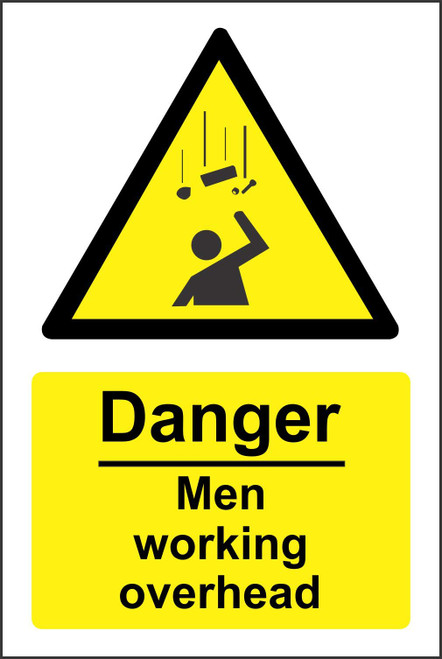 INDIGOS UG - Sticker - Safety - Warning - 5-Set Danger Men Working Overhead Safety Sign - Self Adhesive Sticker 200mm x 300mm - Decal for Office Company School Hotel