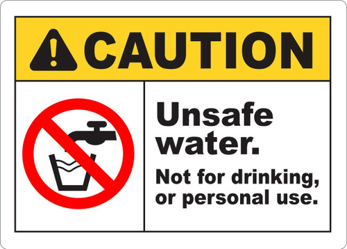 INDIGOS UG - Sticker - Safety - Warning - 5-Set - Unsafe Water Not for Drinking Sign 355mmx254mm - Decal for Office - Company - School - Hotel