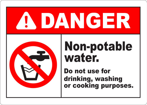 INDIGOS UG - Sticker - Safety - Warning - 5-Set - Non-Potable Water Do Not Use Sign 355mmx254mm - Decal for Office - Company - School - Hotel