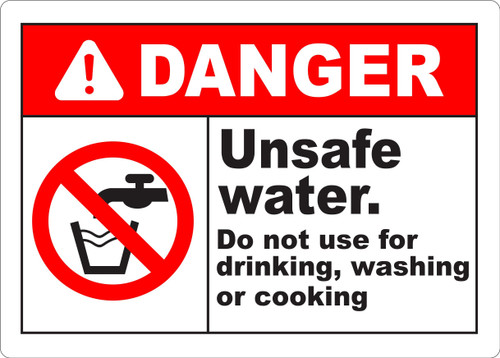 INDIGOS UG - Sticker - Safety - Warning - 5-Set - Unsafe Water Do Not Use Sign 355mmx254mm - Decal for Office - Company - School - Hotel