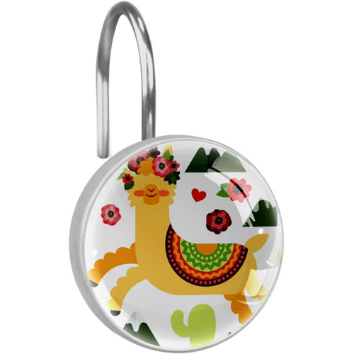 LAIYUHUA White Alpaca Animal Shower Curtain Hooks Stainless Steel Decorative Shower Curtain Hooks for Bathroom Shower Rods Curtains - 1pc (100% Rust Proof)